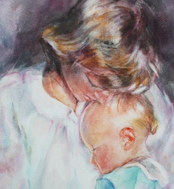 Items similar to Custom Portrait Of Mother and Child from Your