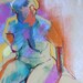 Abstract Pastel Drawing from the Live Model Original Art of the Nude Figure