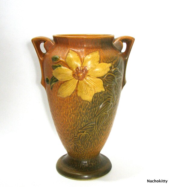 Roseville Pottery Clematis Vase Large & Beautiful by Nachokitty