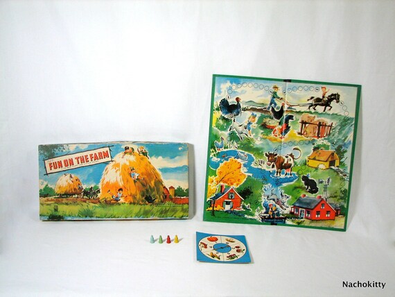 1940s Farm Game Vintage Children's Board Game Baby by Nachokitty