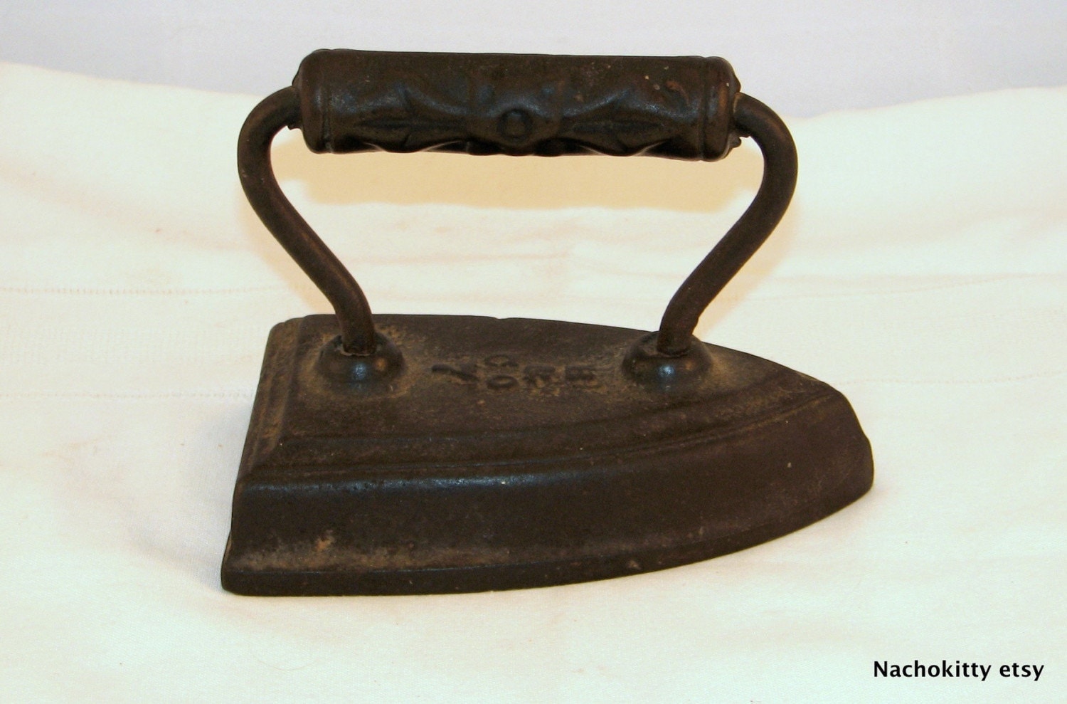Antique Sad Iron B Co No 7 Solid Cast Iron B and by BarnOwlGoods
