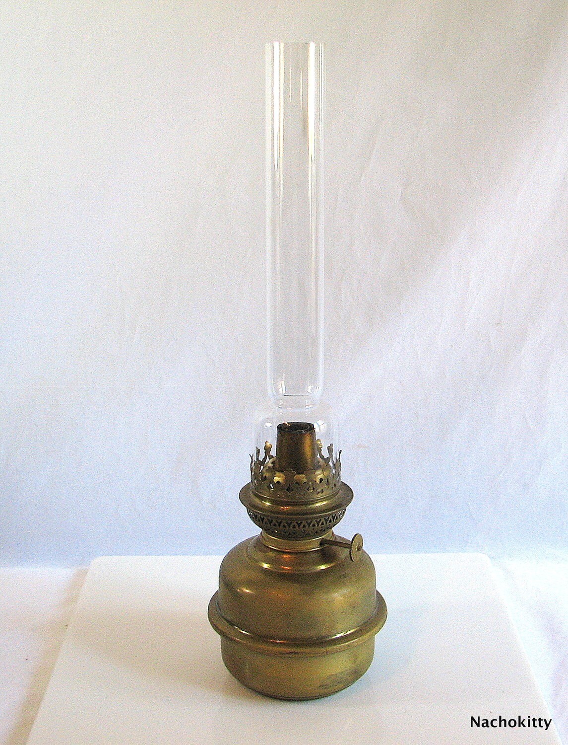 Antique French Oil Lamp Original Flue circa 1910 by BarnOwlGoods