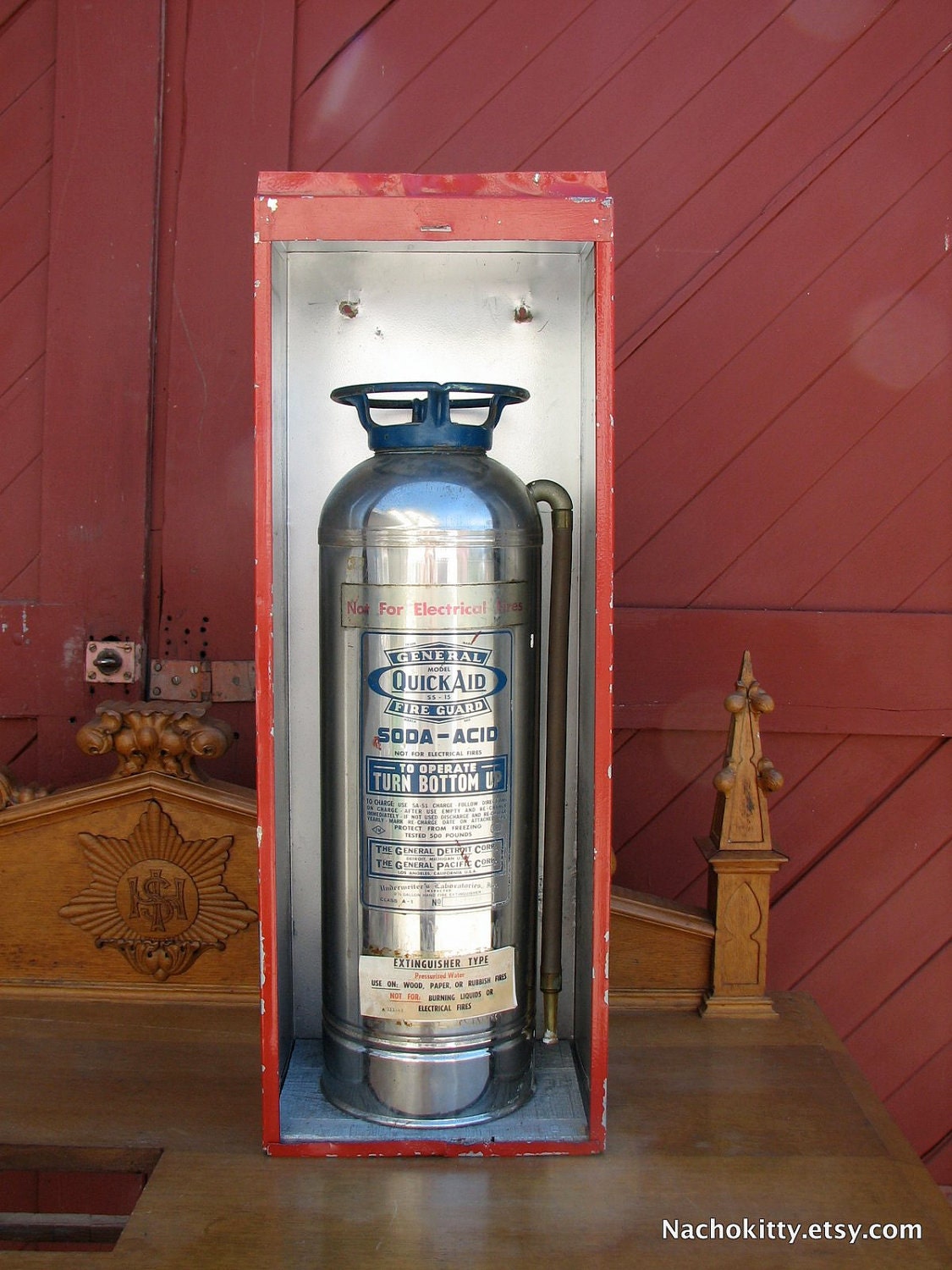 Wall Fire Extinguisher Vintage Industrial Decor Glass Front
