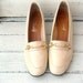 Vintage 60s Buttercream Patent Leather Kitten Heels with Buckles