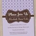 Printable Bridal Shower Invitations Purple and Brown Quatrefoil Digital Design