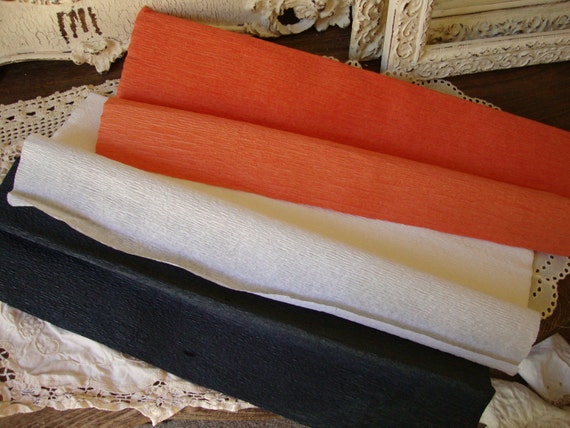 Items similar to crepe paper sheets black orange white halloween gift wrapping paper crafting 