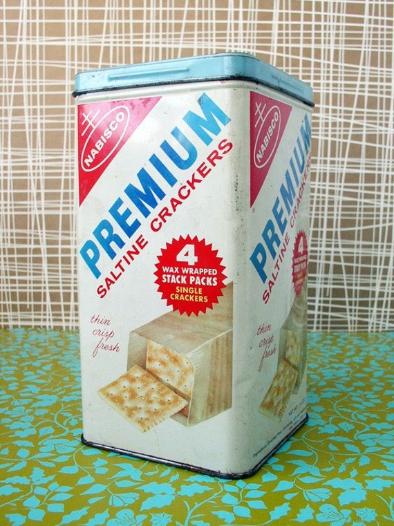 Premium Saltine Crackers metal container vintage