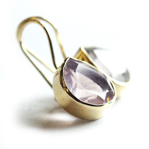 Items Similar To 14k Gold Pink Quartz Earrings On Etsy