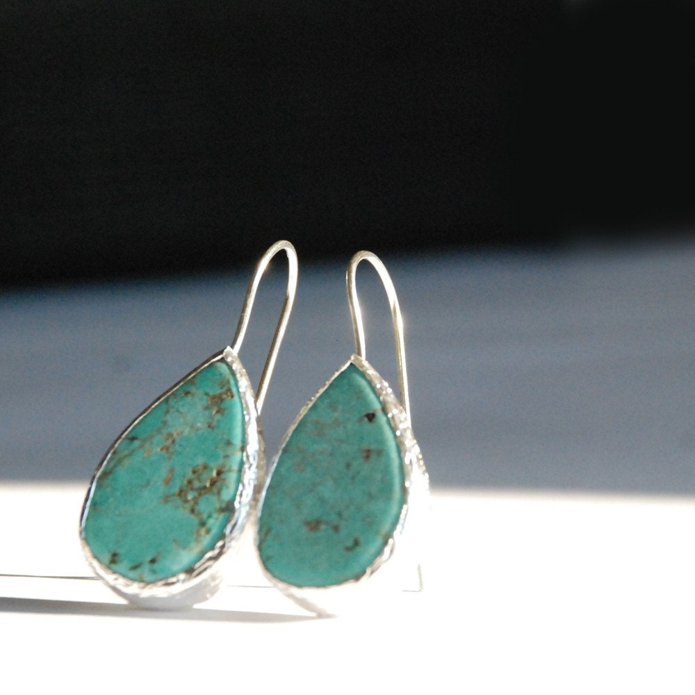 Turquoise Drop Silver Earrings