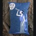 Astronomy. Handmade Pillow. Blue and Lilac. Man in the Moon. Fairy Tale Art. Nursery Art. Art Deco Style. Flapper Stargazer. Starry Night