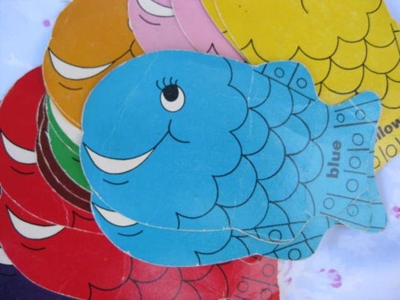 S A L E Go Fish 18 Vintage Fish Shaped Cards