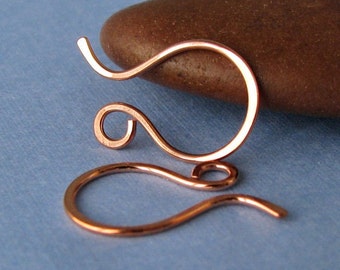 Tiny French Copper Hoop Ear Wires, Handmade Earring Findings - 5 pairs, Made in USA