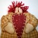 Mini Annie Ornament or Peg Hanger - with Gold Gingham Dress - with Calico Heart