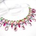 Juicy Watermelon Pink and Green Rhinestone Collar Necklace