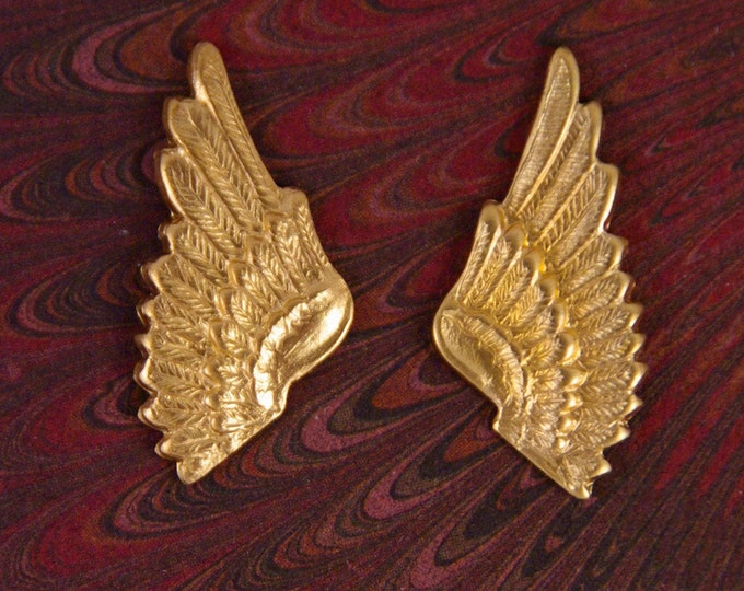 Pair of Tiny Vintage Brass Angel Wing Stampings