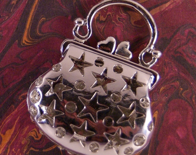 Rhinestone Open-work Silver-tone Handbag Pendant