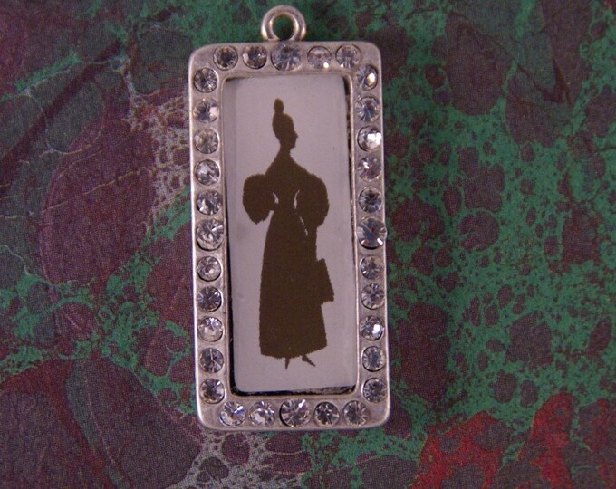 Rectangular Victorian-look Silhouette Woman Charm