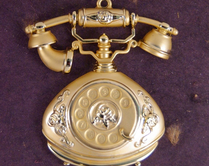 Huge Gold-tone Old Fashioned Phone Pendant