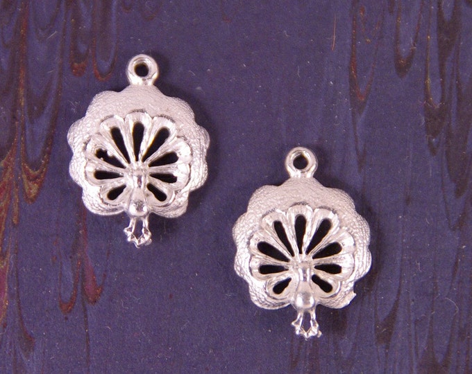 Pair of Small Pewter Peacock Charms
