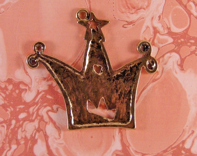 Whimsical Antique Gold-tone Metal Crown Charm