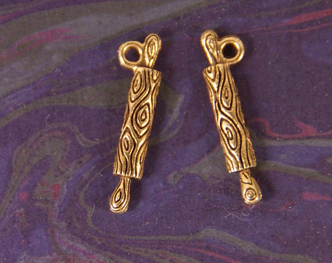 Gold-tone Pewter Rolling Pin Charms Pair