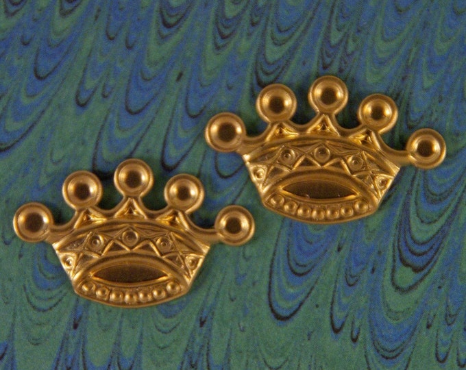 9 Small Brass Crown Stampings