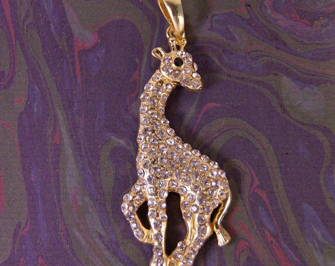 Gold-tone Rhinestone Giraffe Pendant