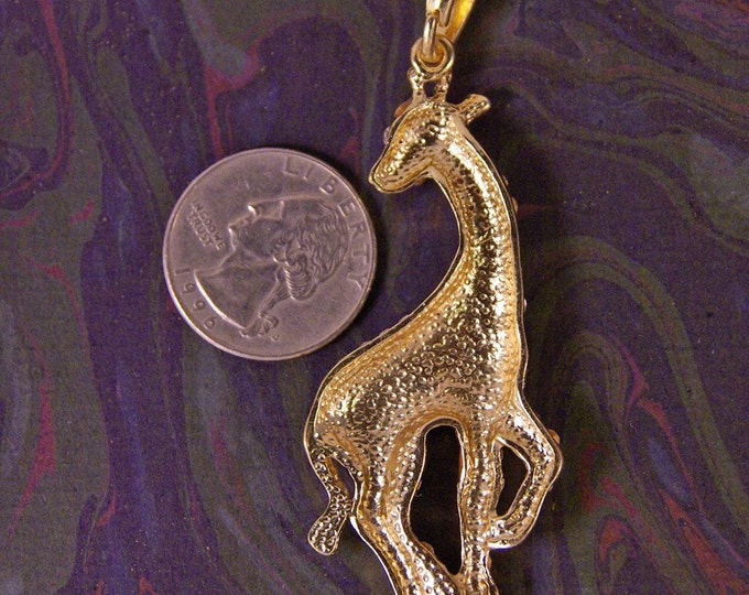 Gold-tone Rhinestone Giraffe Pendant