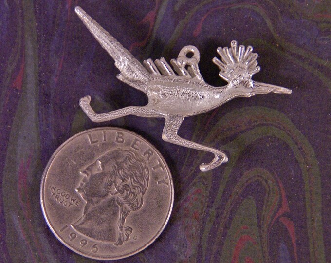 Pewter Roadrunner Bird Pendant