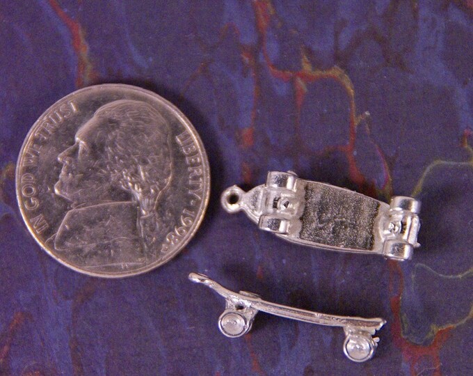 Pair of Pewter Skateboard Charms Sport Charms