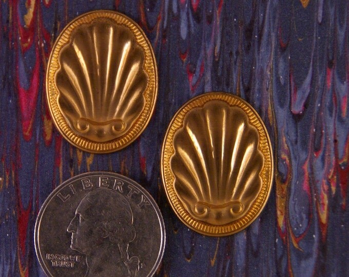 Pair of Vintage Brass Shell Enclave Stampings