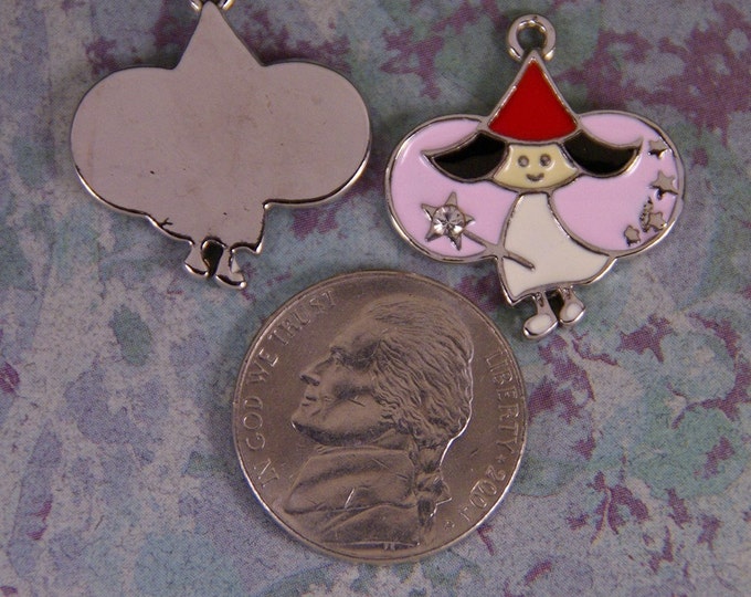 Two Silver-tone Epoxy Whimsical Fairy with Star Wand Charms