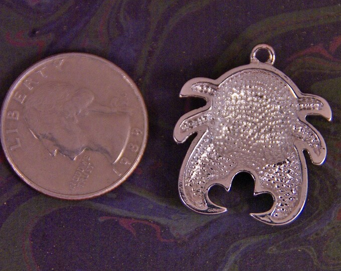 Textured Silver-tone Abstract Crab Charm