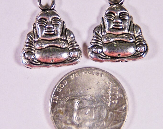 Pair of Silver-tone Jolly Buddha Charms
