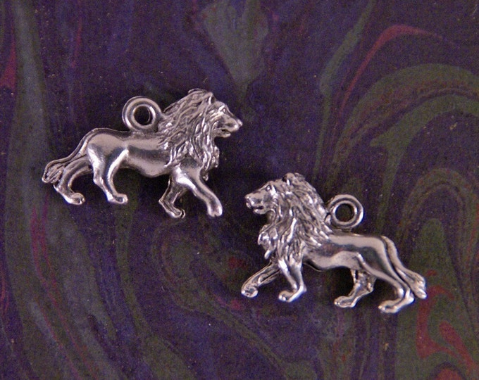 Pair of Silver-tone Pewter Lion Charms