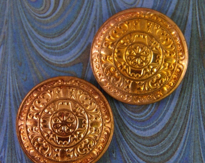 Vintage Pair of Brass Hollow Decorative Cabochons