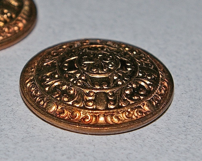 Vintage Pair of Brass Hollow Decorative Cabochons