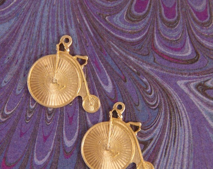 Set of Two Small Brass Tricycle Charms