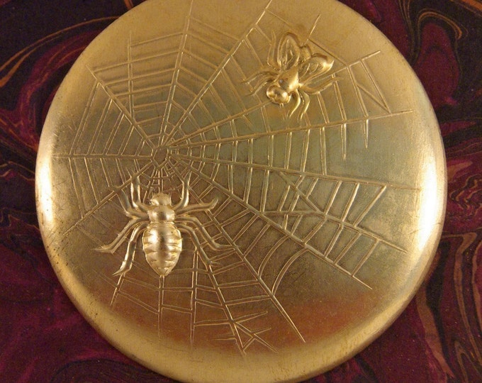 Large Round Domed Brass Stamping of the Spider and the Fly Theme