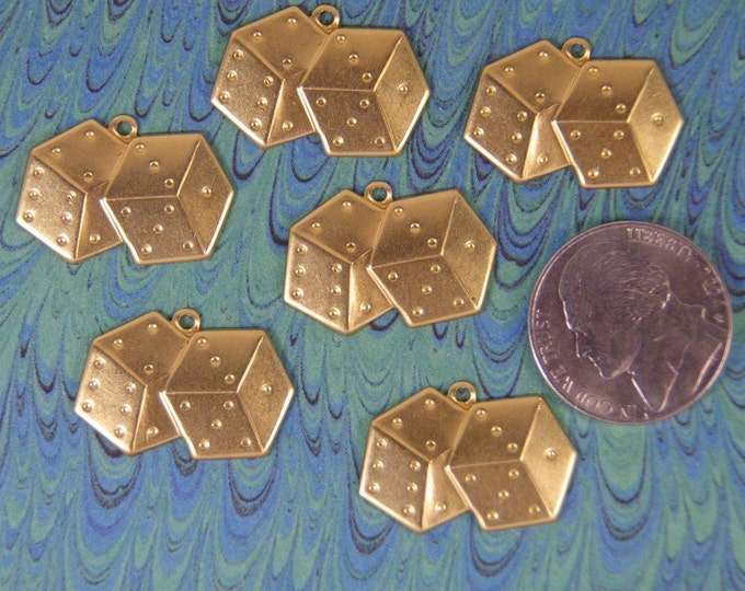 Set of 12 Brass Double Dice Charms