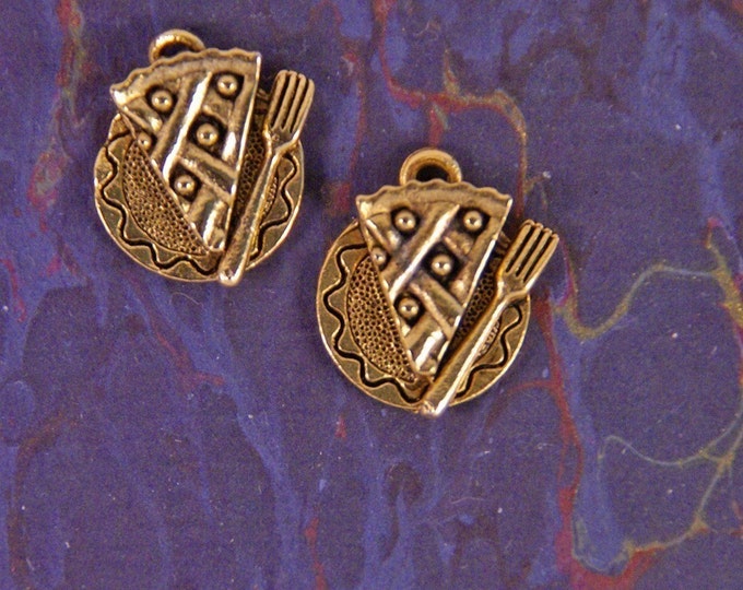 Set of Gold-tone Pewter Slice of Pie Charms