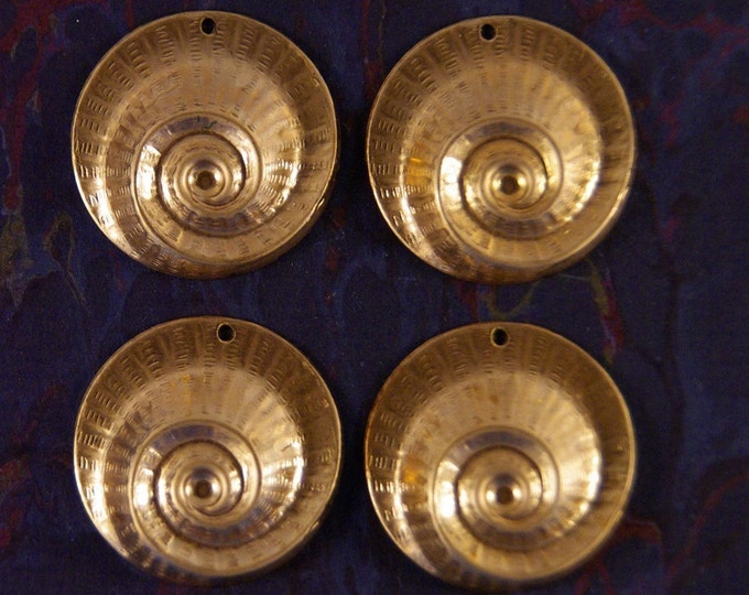 Four Brass Swirl Nautilus Shell-like Charms