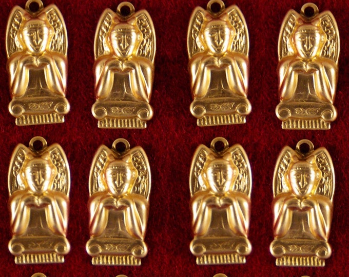 Set of 12 Brass Gargoyle Angel Charms