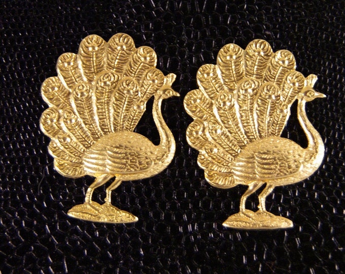 Two Brass Peacock Stampings