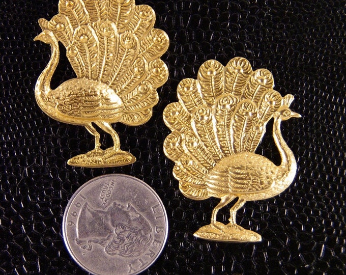 Two Brass Peacock Stampings