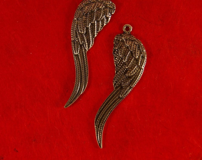 Pair of Antique Gold-tone Elongated Wing Charms