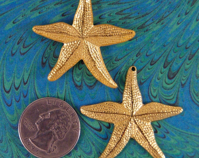 Pair of Large Brass Starfish Charms