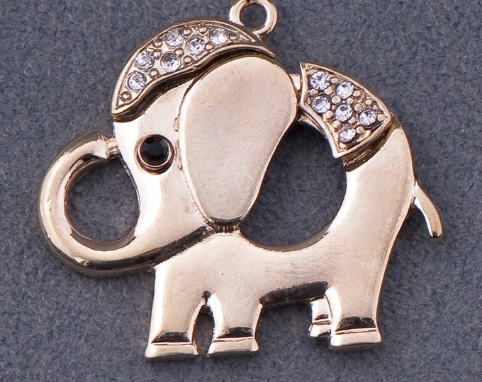 Gold-tone and Rhinestone Elephant Charm