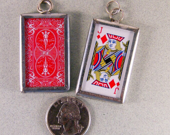 Double-sided Playing Card Jack of Diamonds Charm Pendant