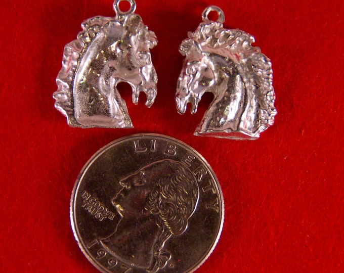 Set of 2 Pewter Horse Head Charms